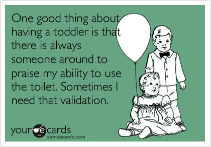 One good thing about having a toddler is thatthere is alwayssomeone around to praise my ability to use the toilet. Sometimes I need that validation.