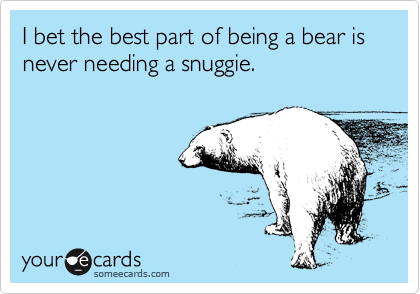 I bet the best part of being a bear is never needing a snuggie.