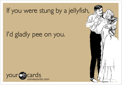 If you were stung by a jellyfish,I'd gladly pee on you.