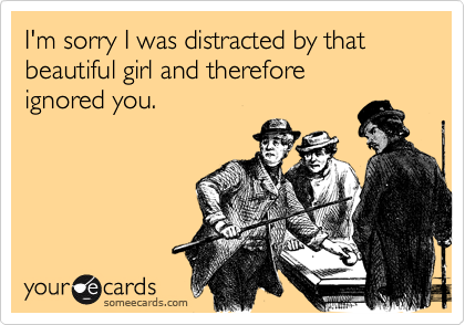 I'm sorry I was distracted by that beautiful girl and therefore
ignored you.