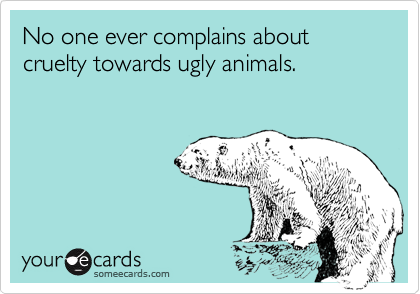 No one ever complains about cruelty towards ugly animals.