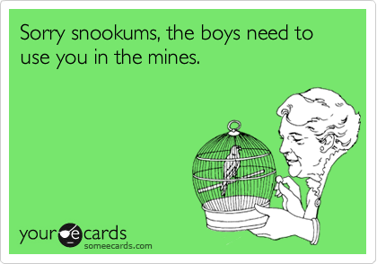 Sorry snookums, the boys need to use you in the mines.