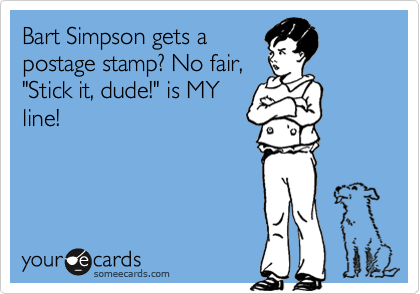 Bart Simpson gets a postage stamp No fair