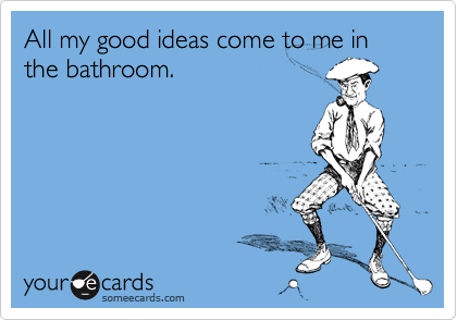 All my good ideas come to me in the bathroom.