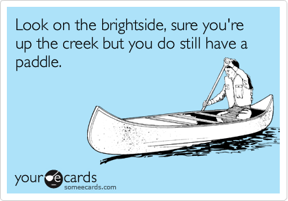 Look on the brightside, sure you're up the creek but you do still have a paddle.