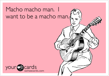 Macho macho man.  Iwant to be a macho man.
