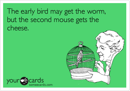 The early bird may get the worm, but the second mouse gets the cheese. 