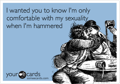 I wanted you to know I'm only comfortable with my sexuality when I'm hammered