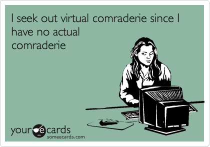 I seek out virtual comraderie since I have no actual
comraderie