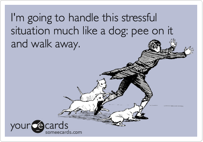 I'm going to handle this stressful situation much like a dog: pee on it and walk away.