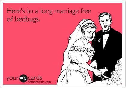 Here's to a long marriage free
of bedbugs.