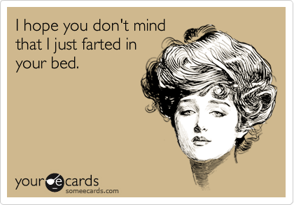I hope you don't mind
that I just farted in
your bed.
