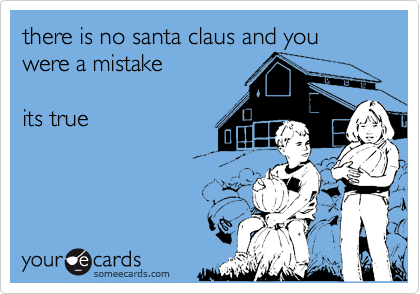 there is no santa claus and you were a mistake

its true