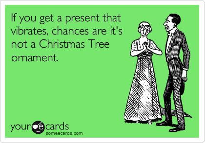If you get a present that
vibrates, chances are it's
not a Christmas Tree
ornament.