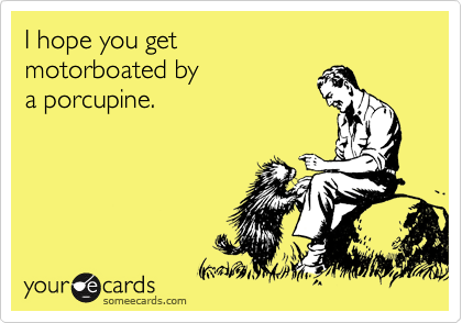 I hope you get 
motorboated by 
a porcupine.