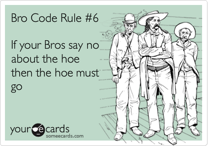 Bro Code Rule %236

If your Bros say no
about the hoe
then the hoe must
go