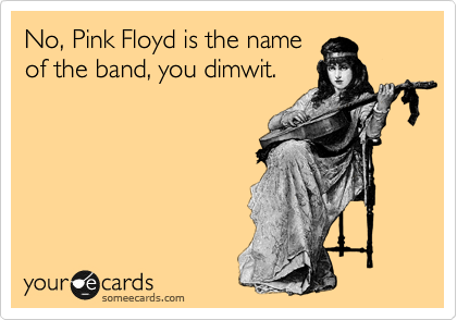 No, Pink Floyd is the name
of the band, you dimwit.
