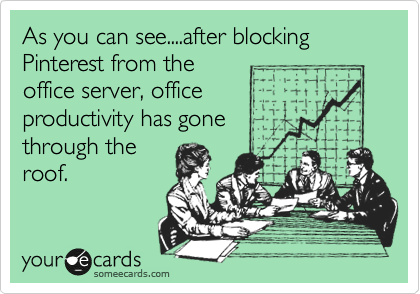 As you can see....after blocking Pinterest from the
office server, office
productivity has gone 
through the
roof.