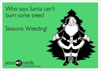 Who says Santa can't
burn some trees? 

Seasons Weeding!