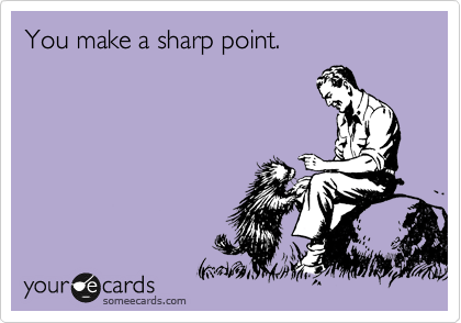 You make a sharp point.