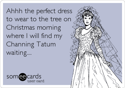 Ahhh the perfect dress
to wear to the tree on
Christmas morning
where I will find my
Channing Tatum
waiting....