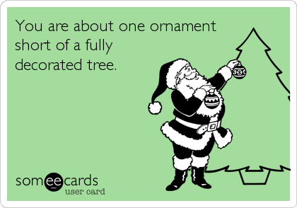 You are about one ornament
short of a fully
decorated tree.