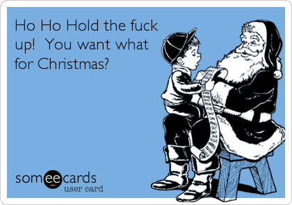 Ho Ho Hold the fuck
up!  You want what
for Christmas?
