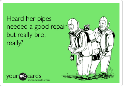 
Heard her pipes 
needed a good repair 
but really bro,
really? 
