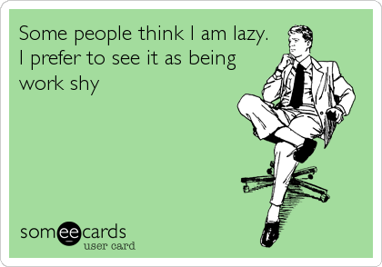 Some people think I am lazy.
I prefer to see it as being
work shy