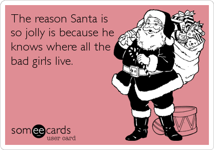 The reason Santa is
so jolly is because he
knows where all the
bad girls live.