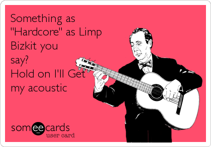 Something as
"Hardcore" as Limp
Bizkit you
say?
Hold on I'll Get
my acoustic