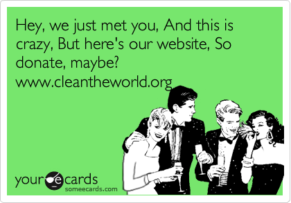 Hey, we just met you, And this is crazy, But here's our website, So donate, maybe?
www.cleantheworld.org
