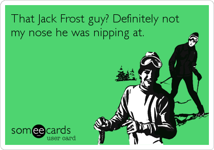 That Jack Frost guy? Definitely not
my nose he was nipping at.