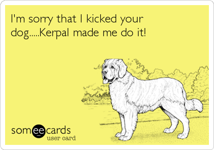 I'm sorry that I kicked your
dog.....Kerpal made me do it!