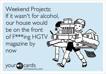 Weekend Projects:
If I did half the shit I 
planned on doing
our house would
be on the front
of HGTV 
magazine by now