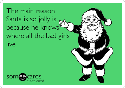The main reason
Santa is so jolly is
because he knows
where all the bad girls
live.