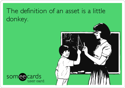 The definition of an asset is a little
donkey.