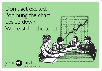Don't get excited.
Bob hung the chart
upside down.
We're still in the toilet.