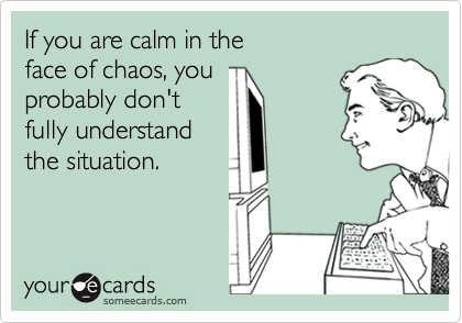 If you are calm in the 
face of chaos, you 
probably don't
fully understand
the situation.