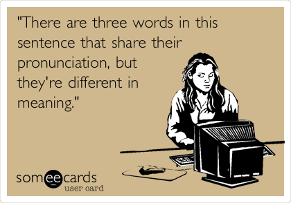 There are three words in this sentence that share their pronunciation, but  they're different in meaning.