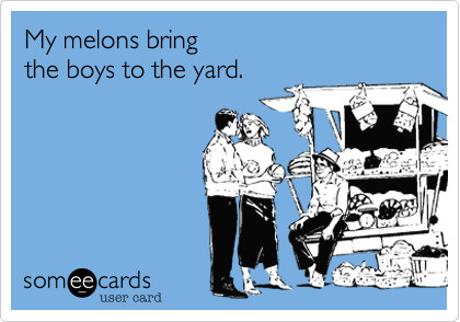 My melons bring 
the boys to the yard.