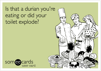 Is that a durian you're
eating or did your
toilet explode%3F