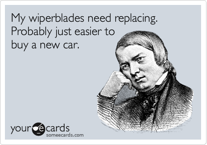 My wiperblades need replacing. Probably just easier to
by a new car.