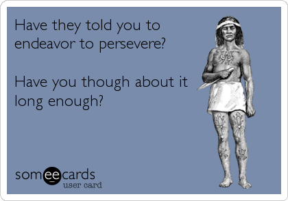 Have they told you to
endeavor to persevere?

Have you though about it
long enough?