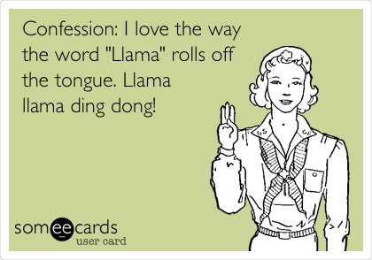 Confession: I love the way
the word "Llama" rolls off
the tongue. Llama
llama ding dong!