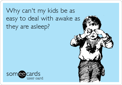 Why can't my kids be as
easy to deal with awake as
they are asleep?