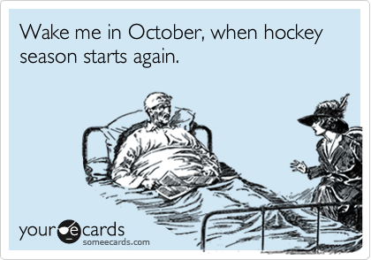 Wake me in October, when hockey season starts again.