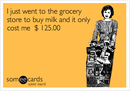 I just went to the grocery
store to buy milk and it only
cost me  %24 125.00 