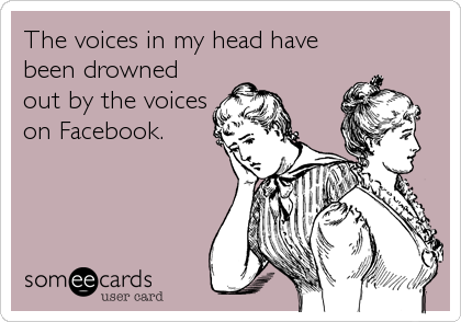 The voices in my head have
been drowned
out by the voices
on Facebook.