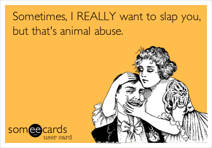 Sometimes, I REALLY want to slap you,
but that's animal abuse.